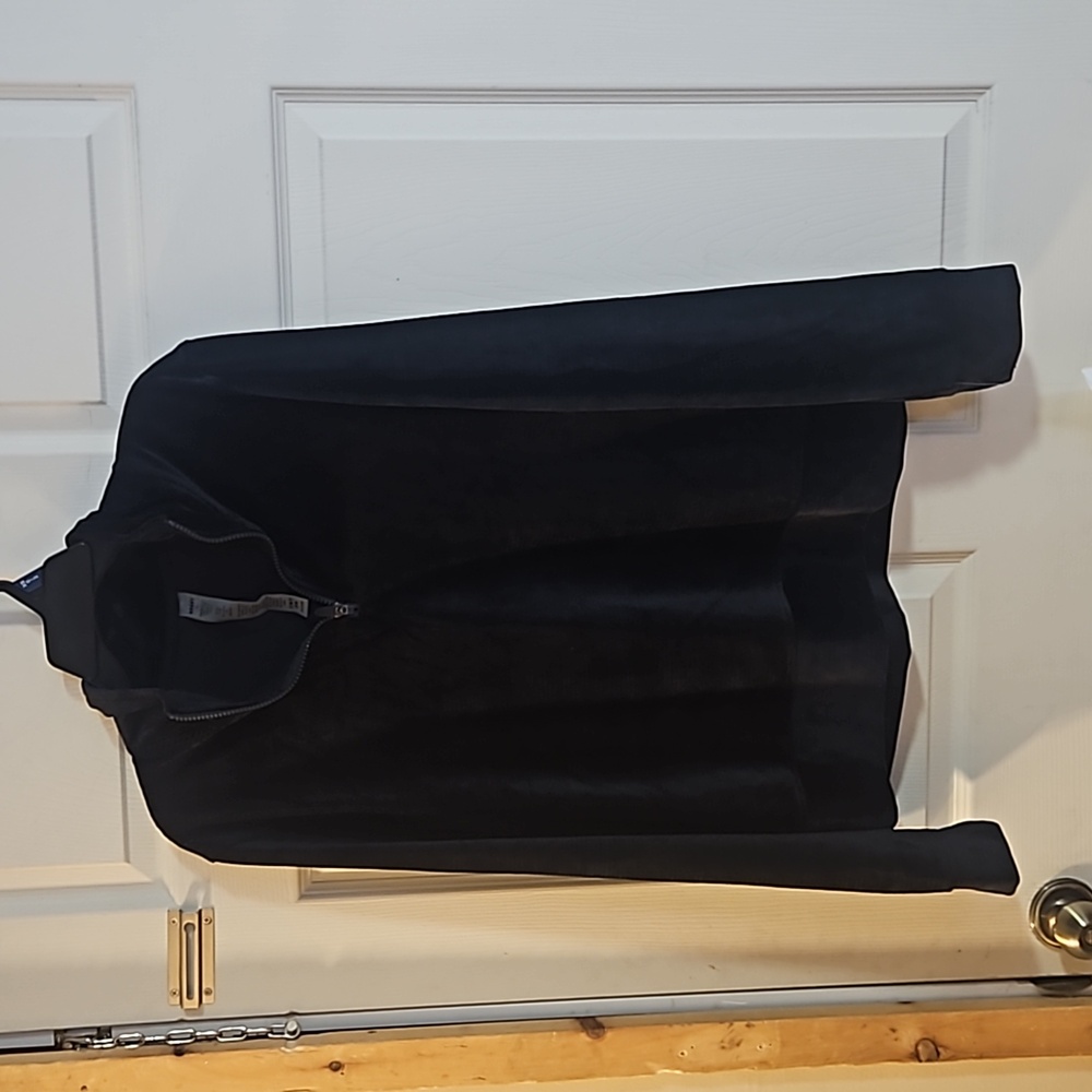 *FINAL* NICOLE MILLER SPORT 1/4 ZIP VELOUR TOP: BLACK: NEW WITH TAGS: SIZE L